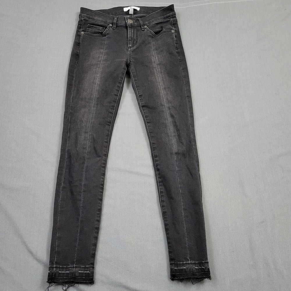 Loft Washed Black Front Seam Raw‎ Hem Skinny Jeans 24P 00 Petite